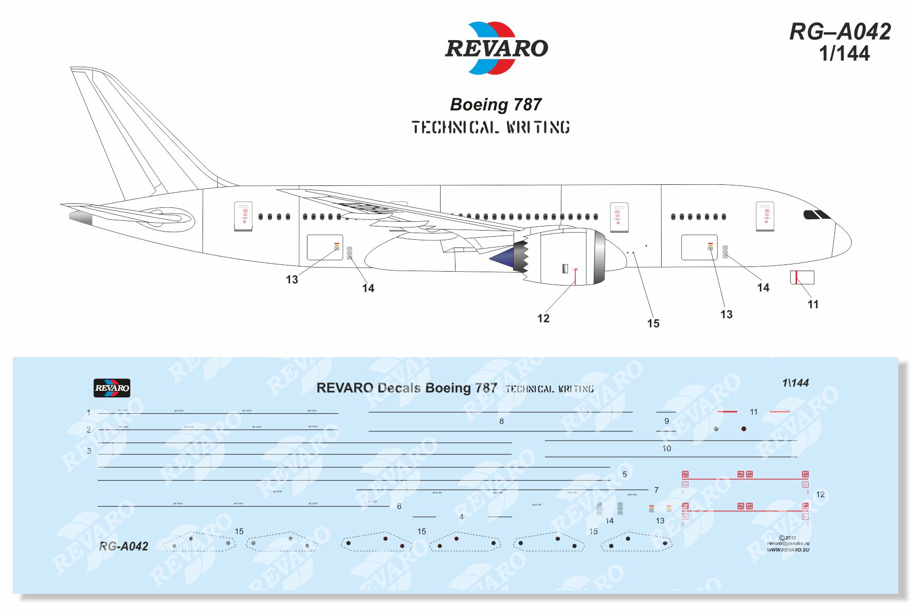 декаль Boeing 787, revaro, decal
